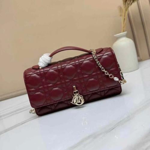 My Dior Medium Chain Shoulder Bag in Burgundy Luxury Leather - E