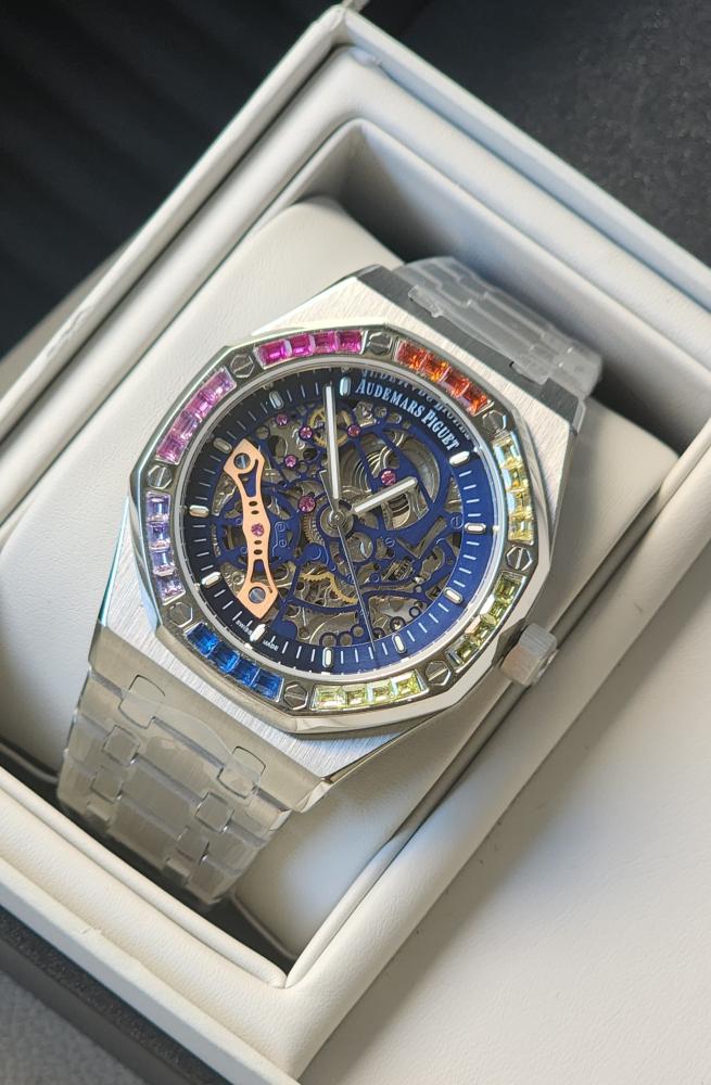 AP Royal Oak 41 Men's Silver Metal Watch with Navy Dial