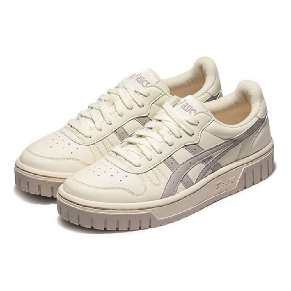 専用1 ASICS Japan S Flat Shoes Cream White with Grey Stripes - E