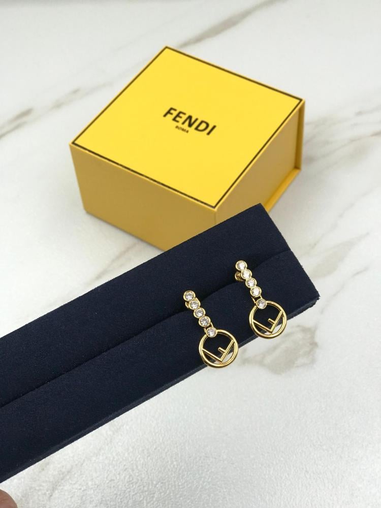 Fendi Women's Studded Earrings with a Delicate Chain - E
