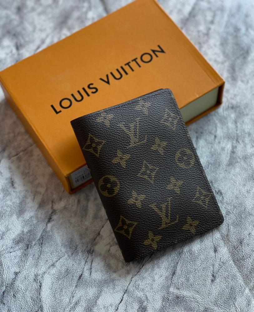 Louis Vuitton Black Pocket Wallet with Brown Logos