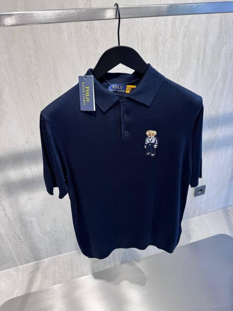 Ralph Lauren Men's Polo Shirt, Navy Button-Down Collar E-SEVEN STORE