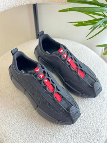 Prada Cloudbast Thunder Men's Black and Red Sneakers - E-SEVEN STORE