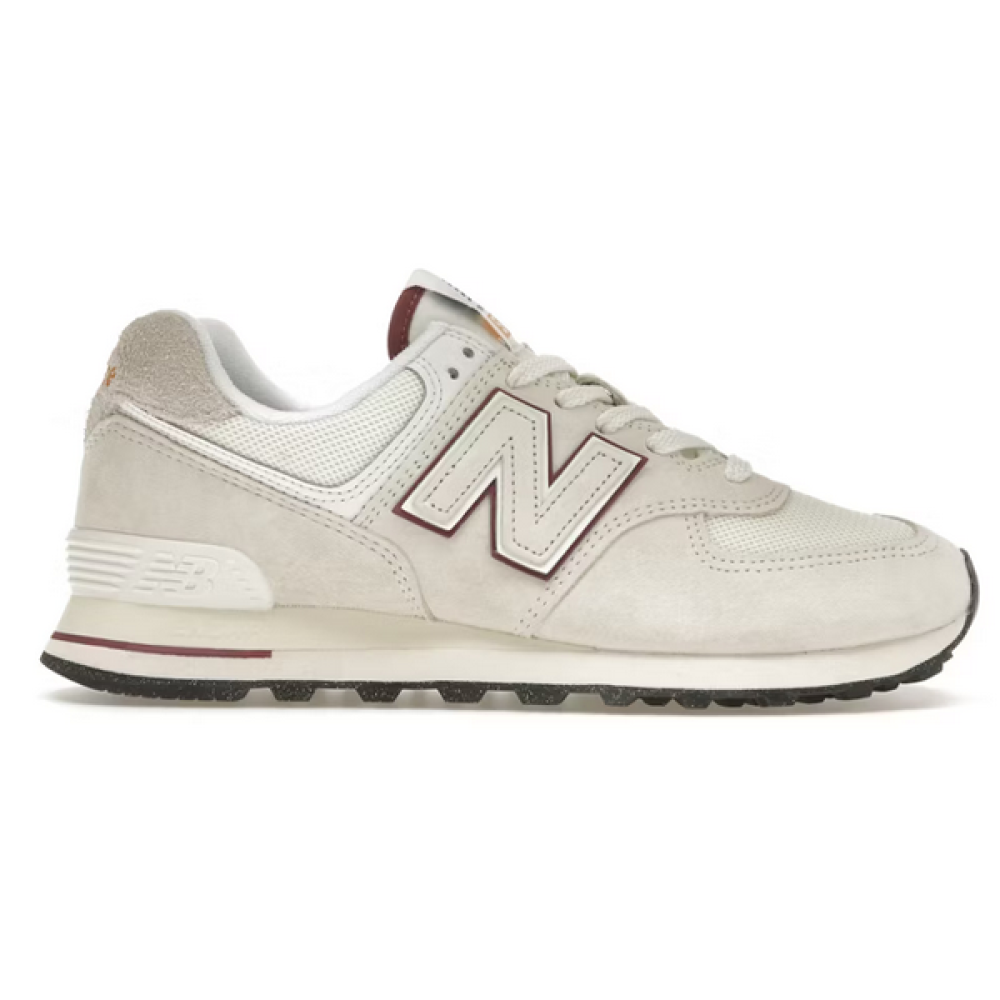 New Balance 574 beige burgundy velvet sports shoes