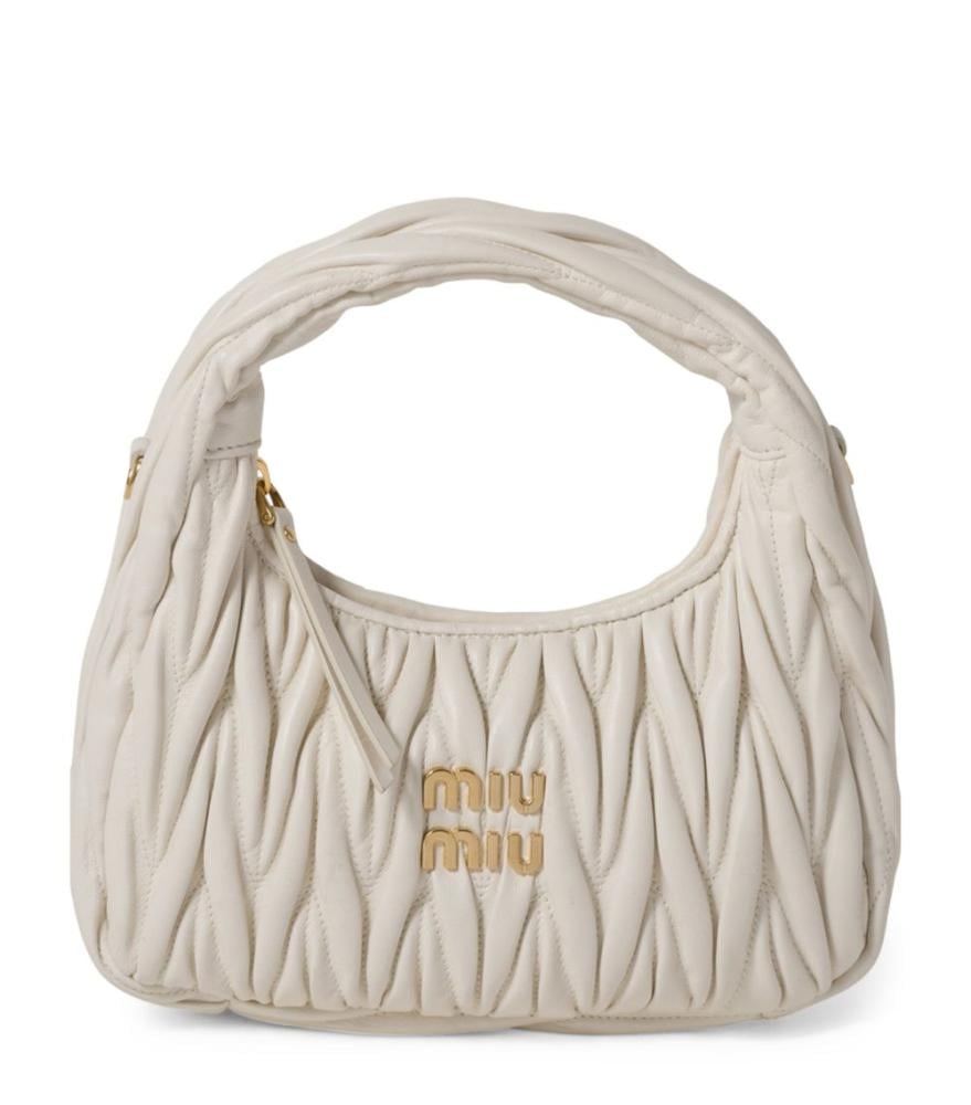 Miu Miu Mini Bag in White Nappa Leather Quilted with Gold