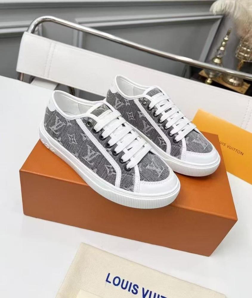 Louis Vuitton Women's Lagoon Monogram Flat Sneakers in Grey