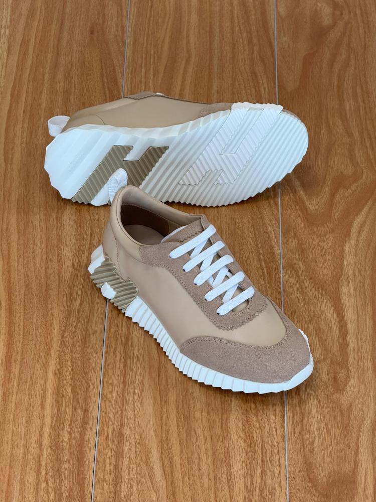 Hermes Bouncing Men's Daily Lace-Up Sneaker - Beige - E