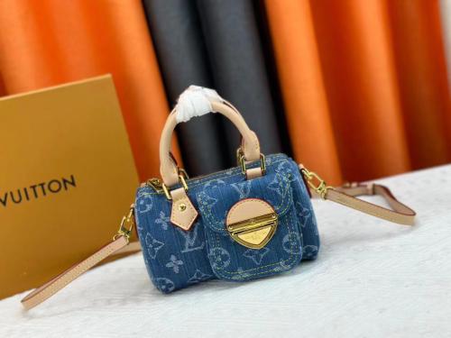 Louis Vuitton Speedy Small Women's Bag 16cm Denim Blue E-SEVEN STORE