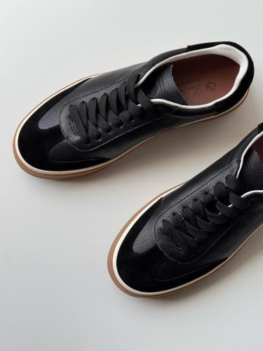 Hermes Men's High Top Black with White Stripes Shoes - E