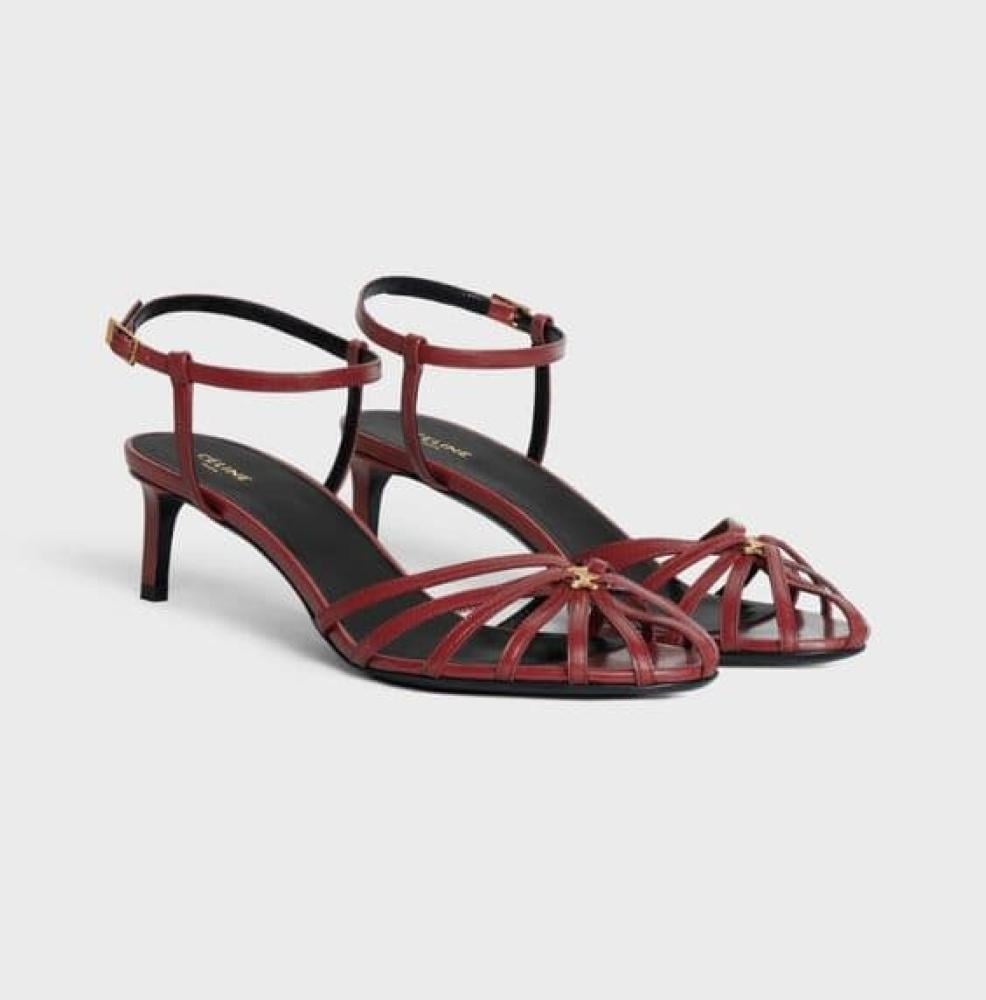 Celine Triumph Women's Red Low Heel Sandal - E-SEVEN STORE