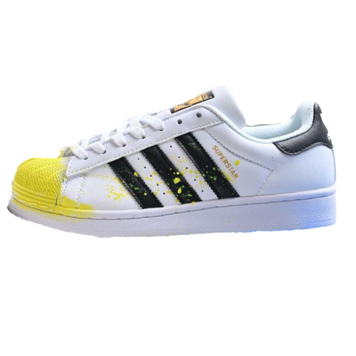 Adidas Superstar White and Yellow Flat Unisex Sneakers - E