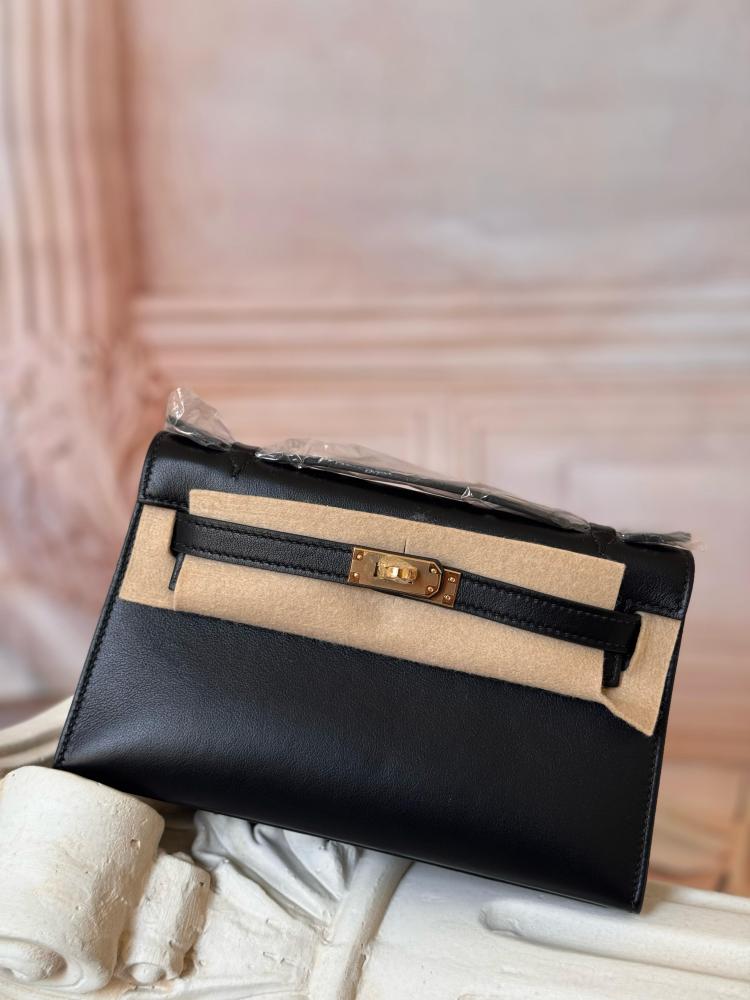 トレーナー Hermes Kelly pouch bag in gray with gold metal - E-SEVEN STORE
