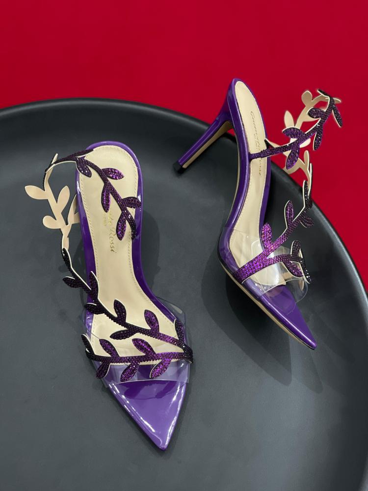 Gianvito Rossi Open Toe Evening Sandal in Modern Purple E-SEVEN