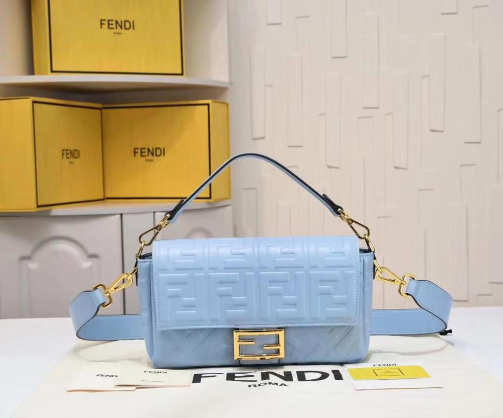 Fendi Women's Bag with Flap and Shoulder Strap, Sky Blue