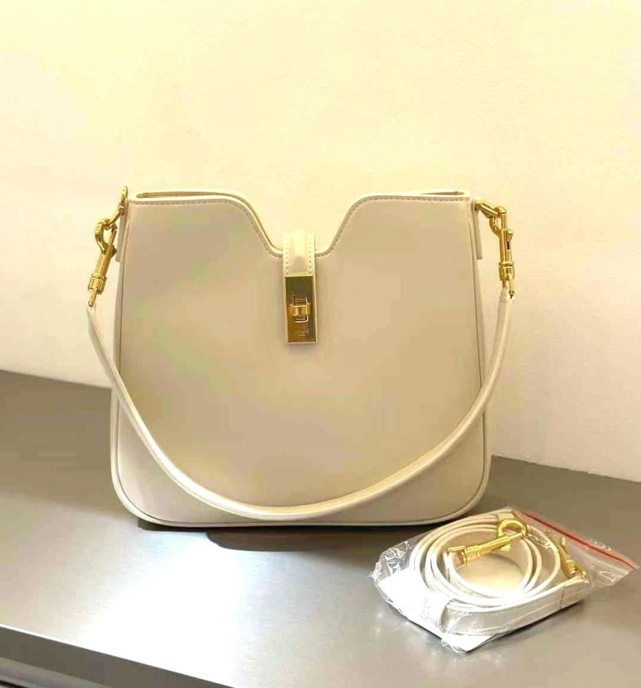 Celine Small Camille Leather Bag for Women in White
