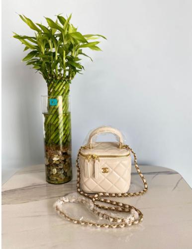 Chanel Mini Bag for Women, Cream Box with Handle and Holder
