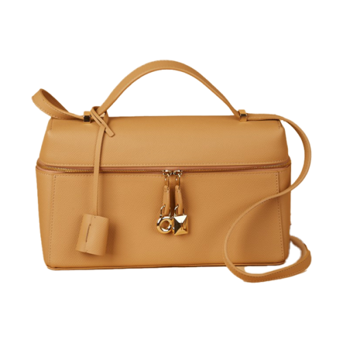 バッグ geru Loro Piana brown and beige canvas handbag with elegant box