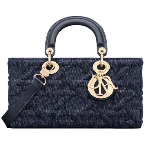 Dior D-JOY top handle bag in black denim - E-SEVEN STORE