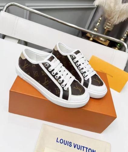 Louis Vuitton All Black Leather Lace-Up Sneakers - E-SEVEN STORE