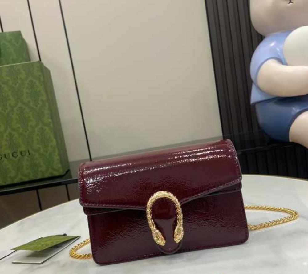 Gucci Dionysus Small Bag in Burgundy Patent Leather with