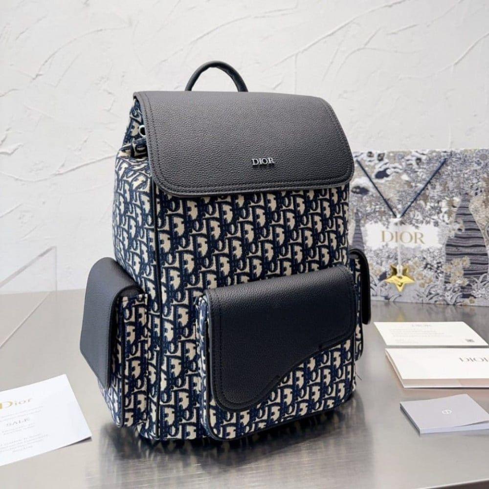 Dior Unisex Backpack D Print Black - E-SEVEN STORE