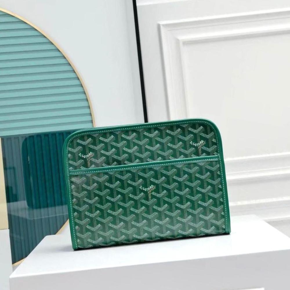 Goyard Men's Green Zip Pouch with Brand Logo - E-SEVEN STORE
