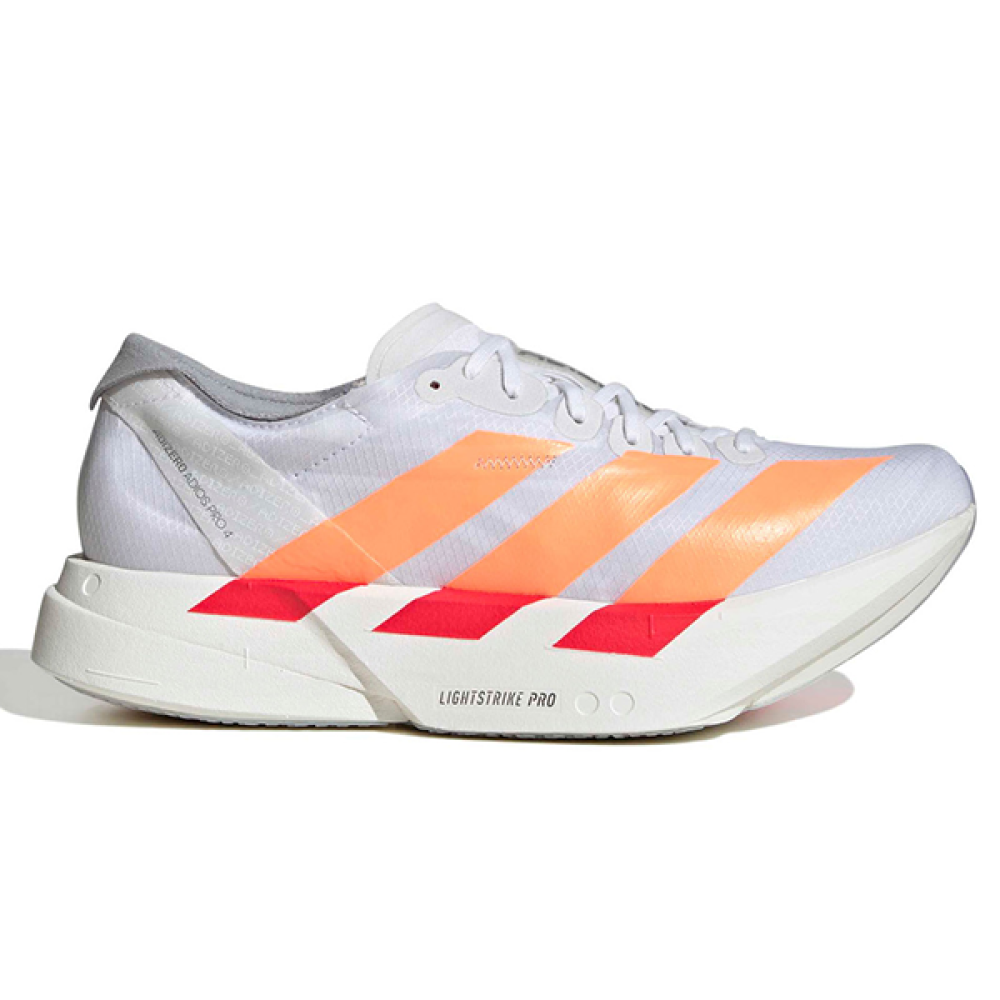Adidas Adizero Adios Pro4 Running Shoes, White with Orange Green Stripes -  E-SEVEN STORE