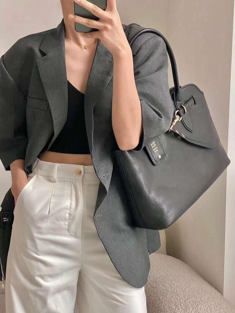 Miu Miu Aventure Large 40cm Leather Bag in Black Luxury - E