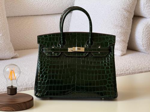 Crocodile Vert Fonce Birkin Hermes Birkin Croc 30cm Bag For Women