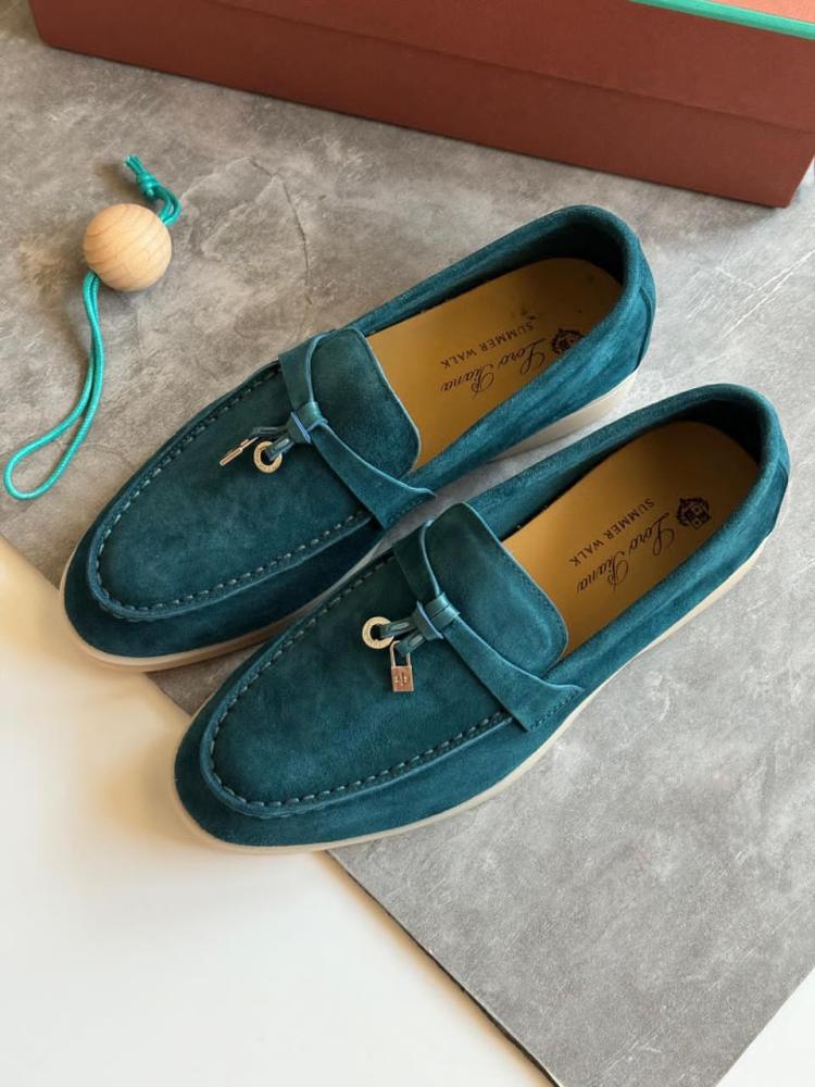 Lorobiana Women's Dark Green Suede Flat Shoes E-SEVEN STORE