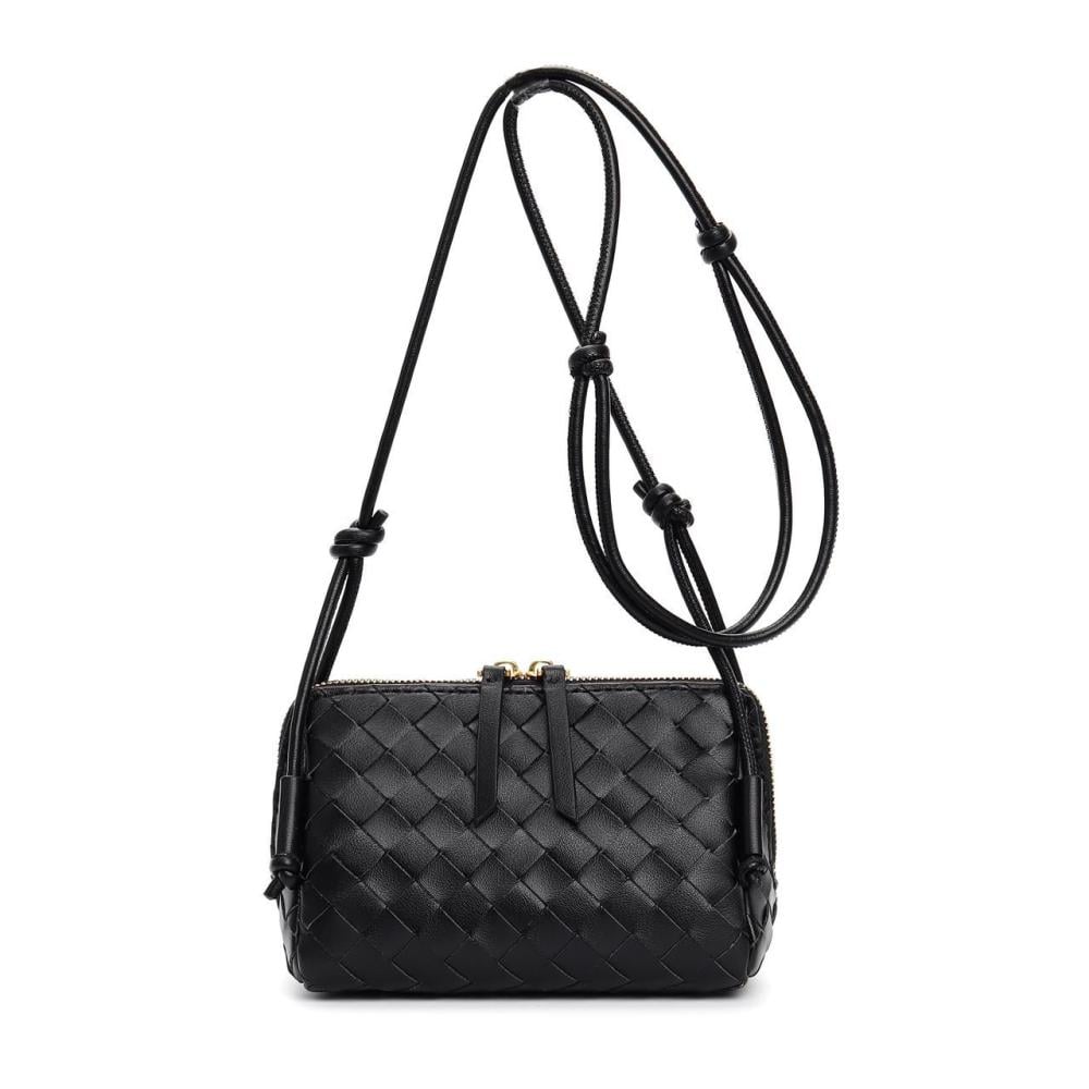 شنطه بوتيغا بحامل كتف جلد مجدول لون أسود