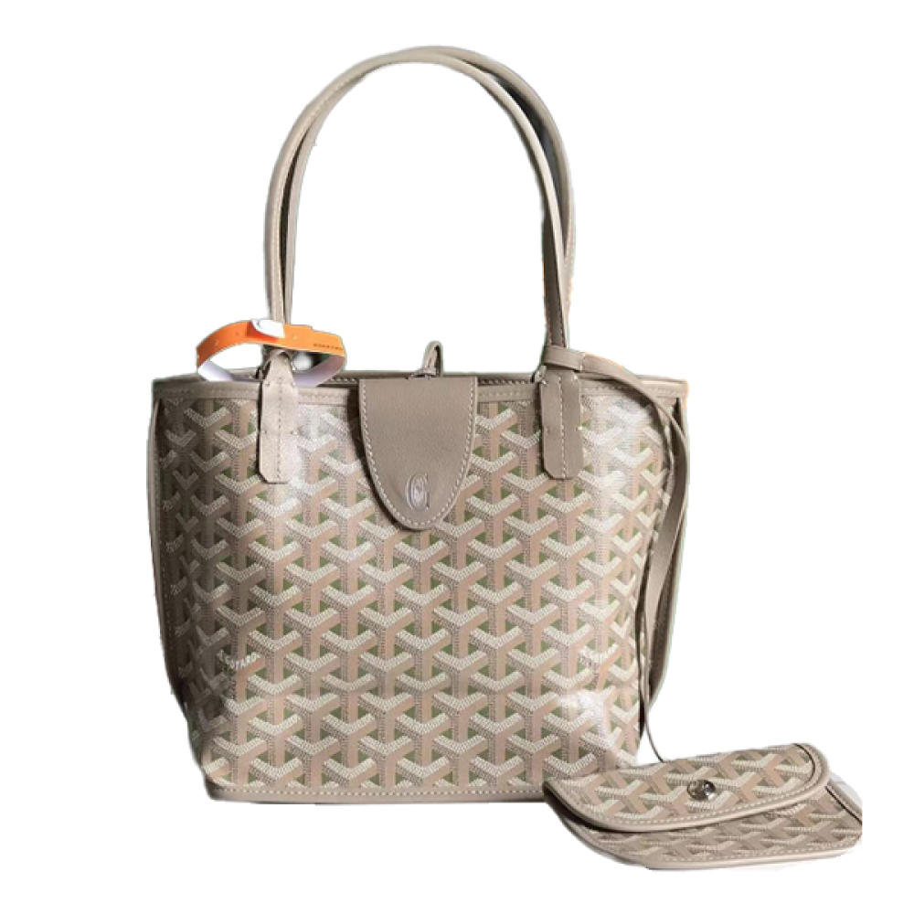 Luxury Goyard Brown and Beige Leather Top Handle Bag - E-SEVEN STORE