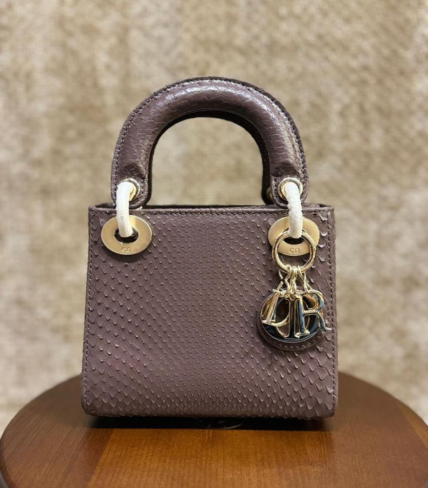 Dior mini 17cm handbag in gray with handles - E-SEVEN STORE