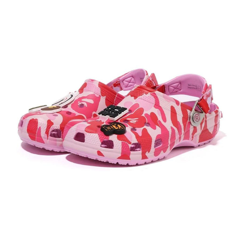 即完 BAPE CROCS CLOG ABC CAMO PINK 24㎝ Crocs Women's Classic Bathing Ape ABC Clog Camo Pink and Red