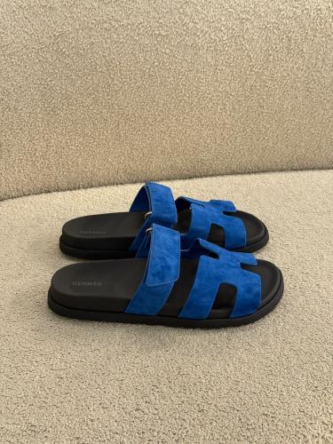 Hermes Shaper Men's Blue Suede Sandal - E-SEVEN STORE