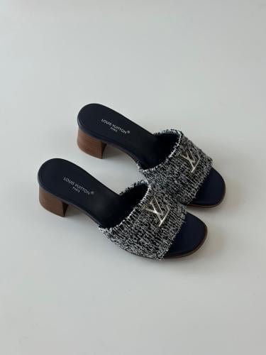 Louis Vuitton black fabric and leather high heel sandal - E-SEVEN