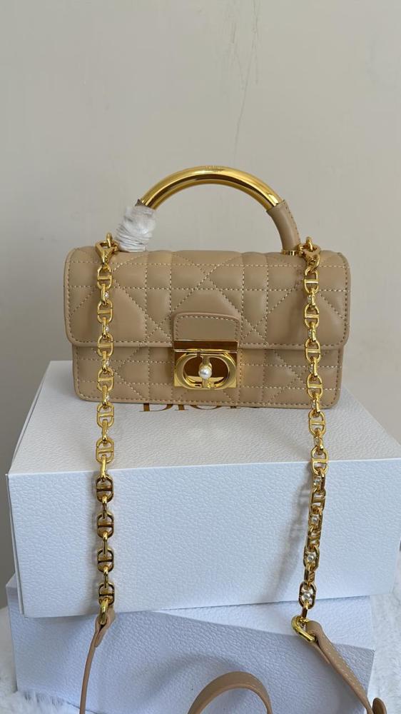 Dior Angel top handle shoulder bag in beige with gold hardware