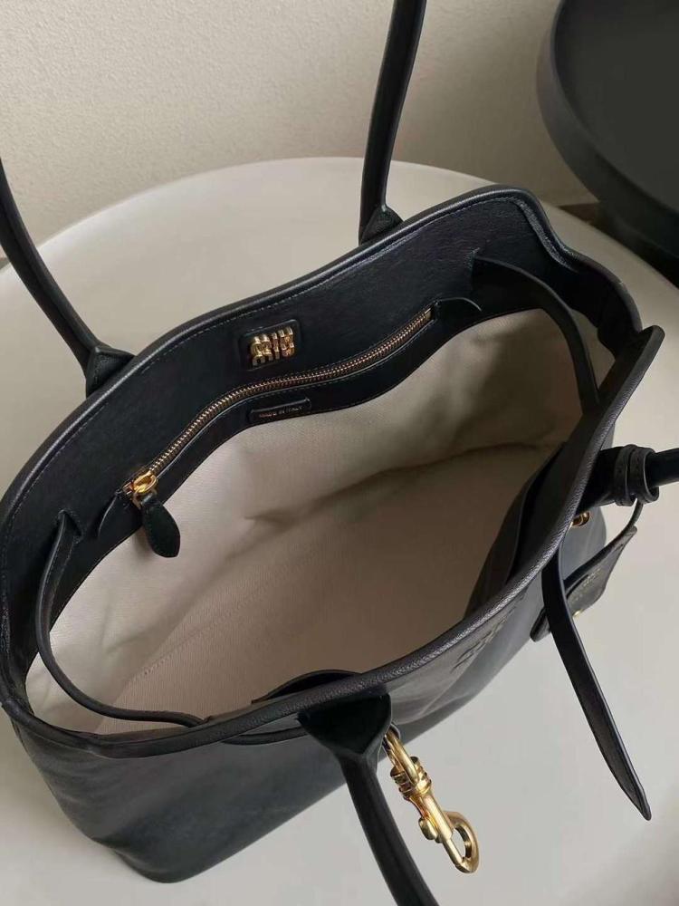 Miu Miu Aventure Large 40cm Leather Bag in Black Luxury E-SEVEN