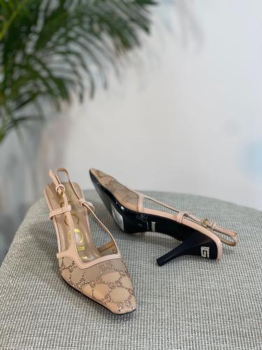 マーキュリアル Gucci beige slingback pumps with GG rhinestones - E-SEVEN STORE