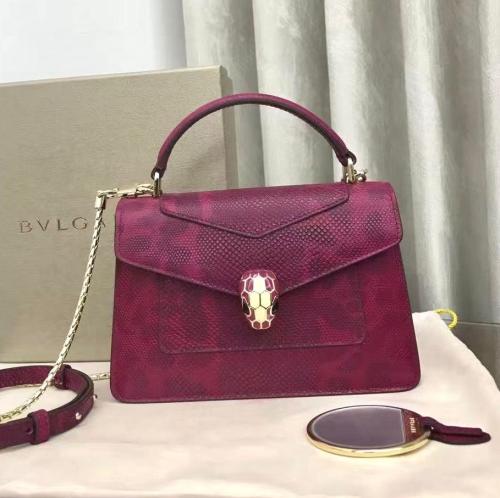 レド Elegant Bulgari Sprinti Leather Flap Bag in Burgundy - E-SEVEN STORE