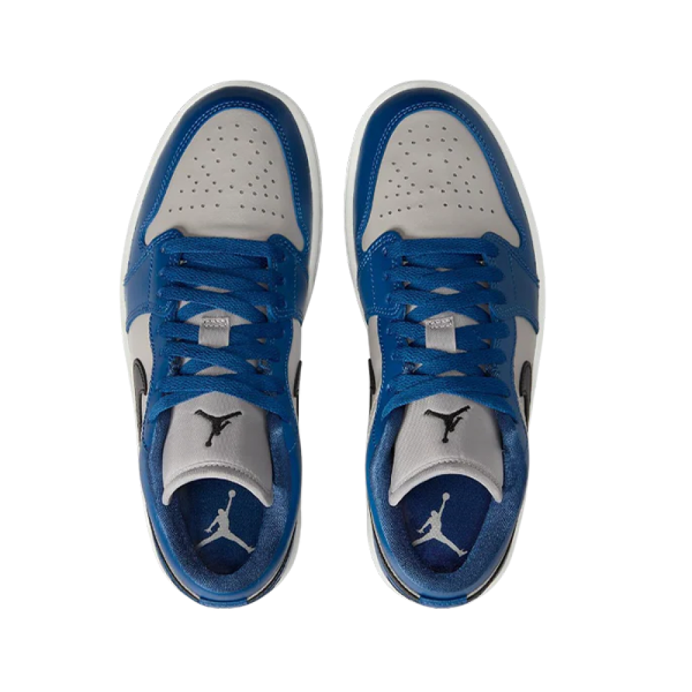ぶるー Nike Air Jordan 1 Low Blue White Black Logo Sneakers - E-SEVEN STORE