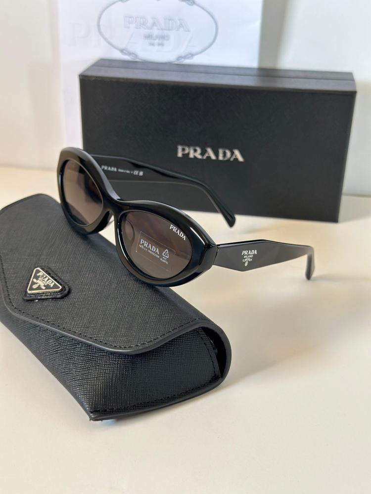 Prada 26zs Women's Sunglasses Elegant Oval Frame Black