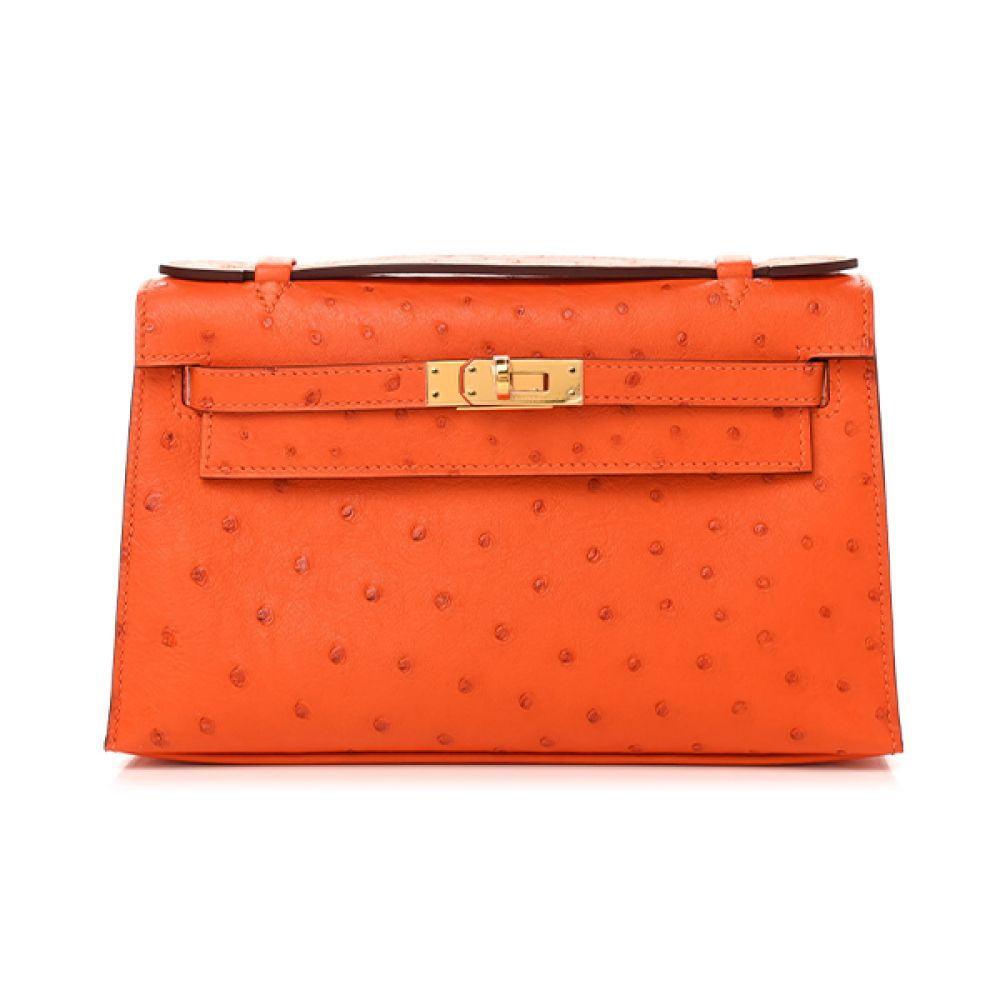 Hermes Mini Kelly Bag in Elegant Orange with Handle
