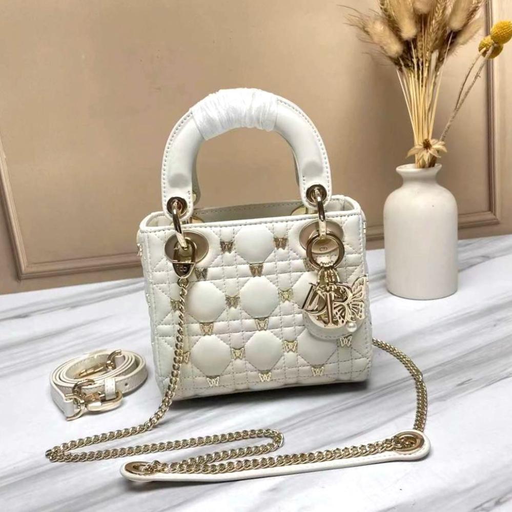 Lady Dior handbag for women, elegant design, white color