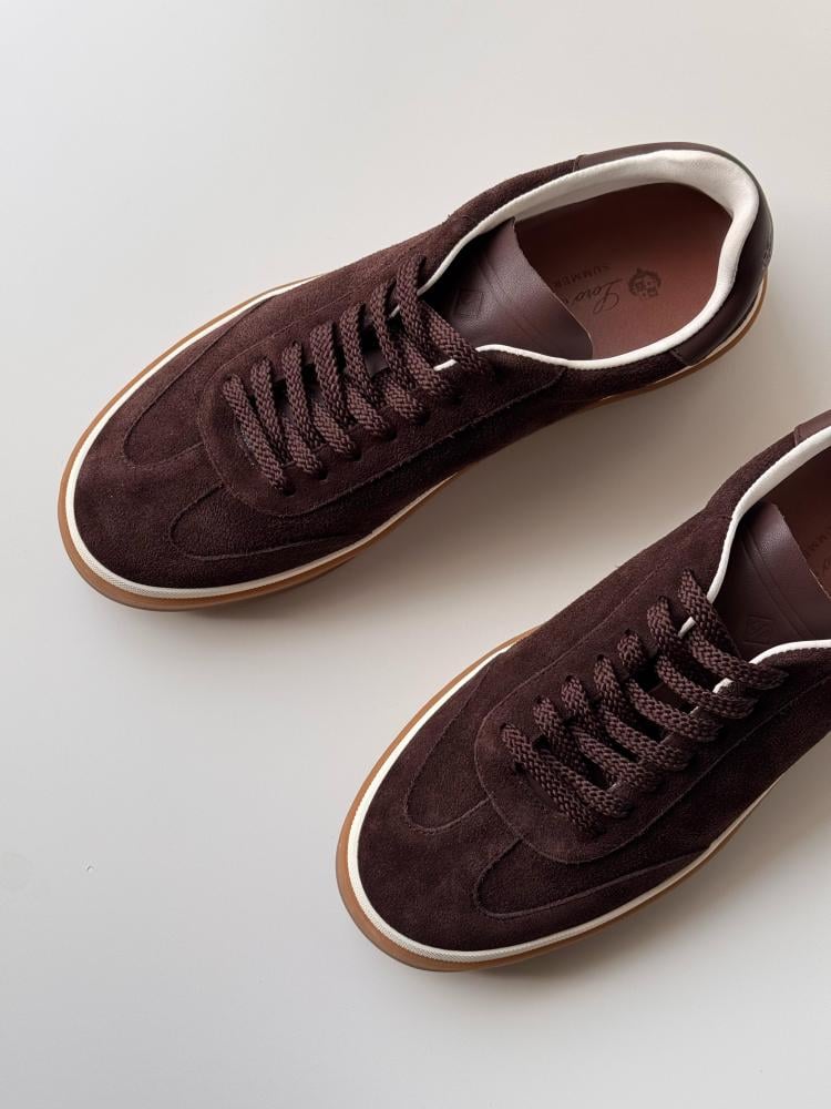 L'Europeana Men's Tennis Walk Suede Sneakers in Brown