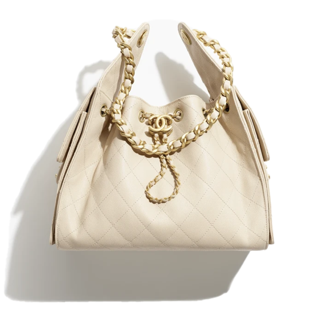 Chanel 25 Handbag Smooth Leather Beige Gold