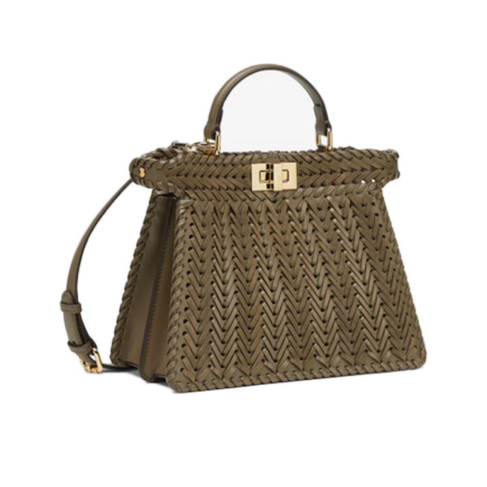 Fendi Peekaboo I see u medium bag in woven leather, 21cm