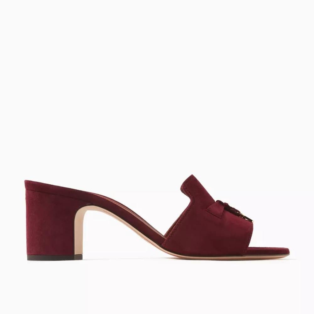 Loro Piana Women's Red Block Heel Sandal