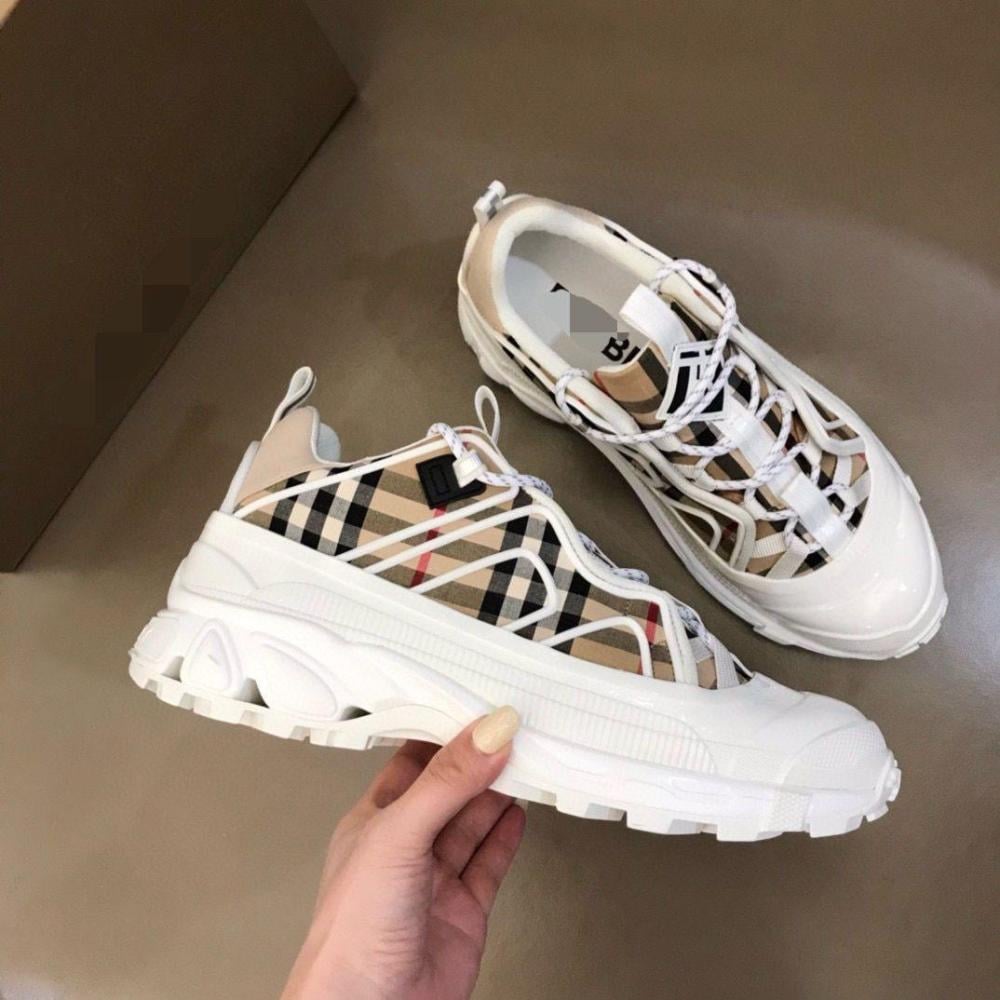 Burberry Chunky Men's Sneakers in Beige and White Check