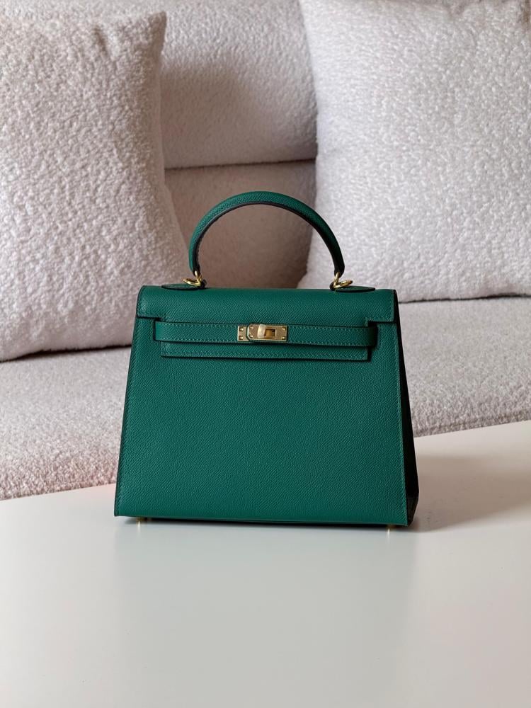 Hermes Kelly Cellar Medium Bag 25cm, Emerald Green - E-SEVEN STORE